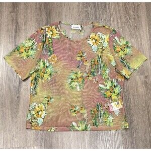 Weekday Top Womens Large Sheer Floral Boho Festival Indie Sleaze Psychedelic